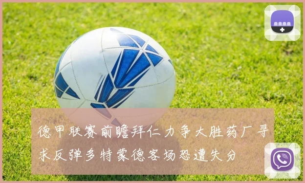 德甲联赛前瞻拜仁力争大胜药厂寻求反弹多特蒙德客场恐遭失分